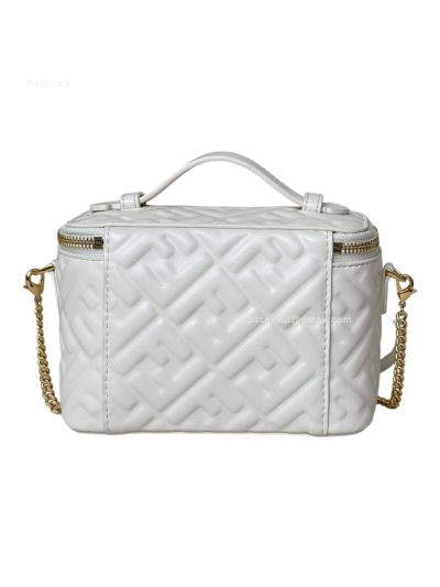 Fendi Vanity Case Mini Crossbody Bag White FF Nappa Leather 8686A White 2523572