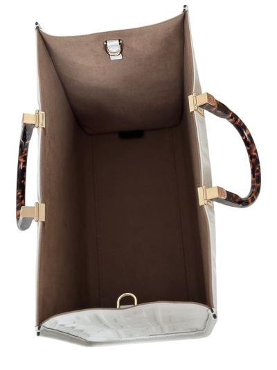 Fendi White FF Embossed Medium Sunshine Shopper Tote Bag A8597L White 2523579