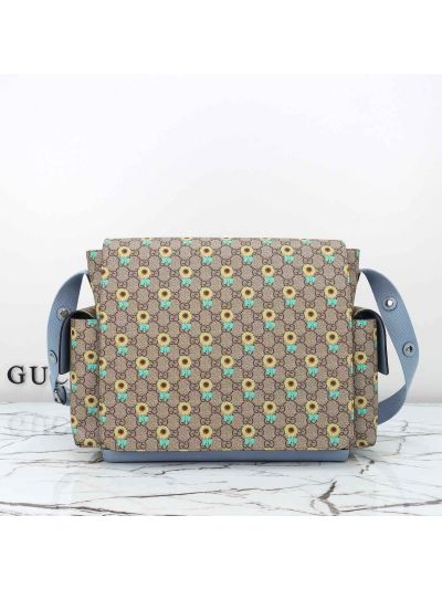Gucci Floral GG Canvas Shoulder Bag in Beige/Light Blue