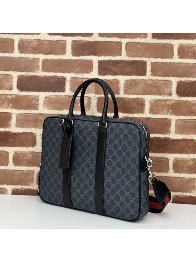Gucci GG Grey/Black Medium Briefcase 792077