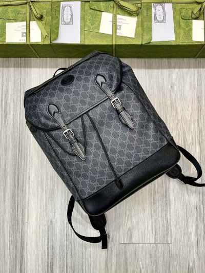 Gucci GG Canvas Backpack in Grey/Black