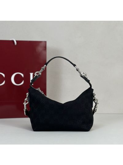 Gucci GG Canvas Chain Shoulder Bag in Black
