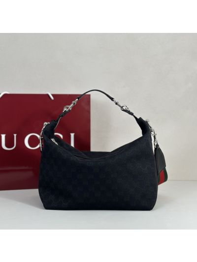 Gucci GG Canvas Chain Shoulder Bag in Black