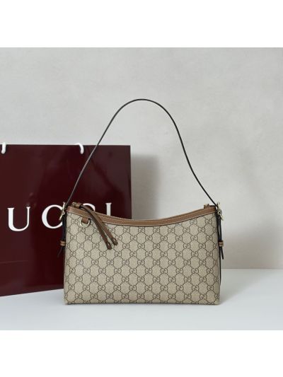 Gucci GG Canvas Shoulder Bag in Beige/Brown