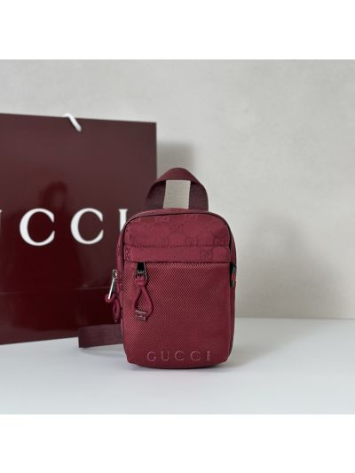 Gucci GG Canvas Sling Crossbody Bag in Burgundy