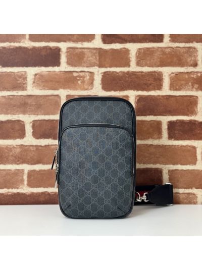 Gucci GG Canvas Sling Crossbody Bag in Grey/Black