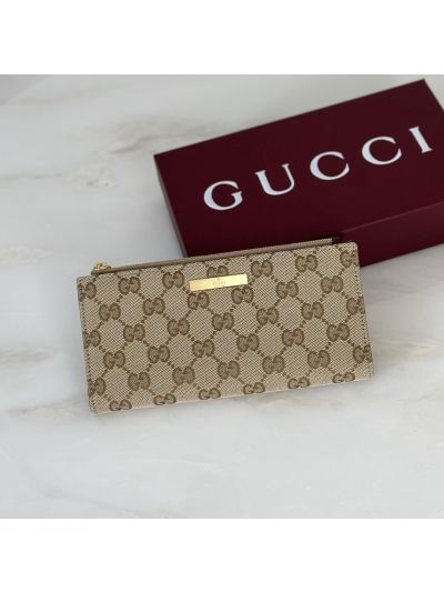 Gucci GG Canvas Wallet in Beige/Brown
