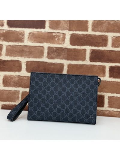 Gucci GG Canvas Wristlet Clutch in Grey/Black