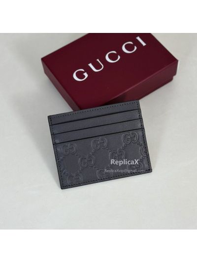 Gucci GG Emblem Card Case 850187 in Grey