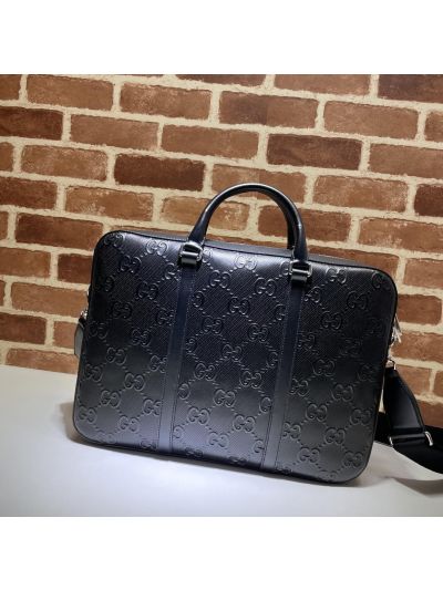 Gucci GG Embossed Briefcase in Black