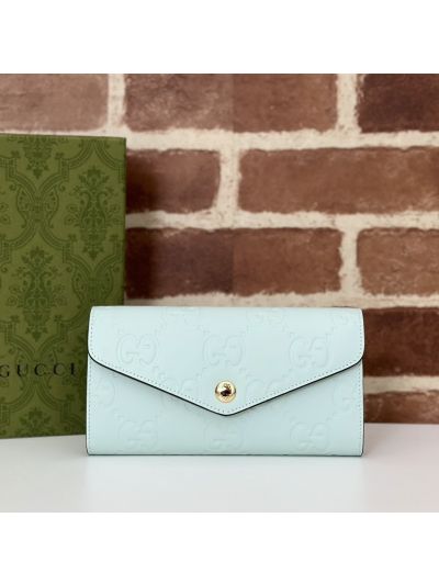 Gucci GG Embossed Wallet in Sage Green