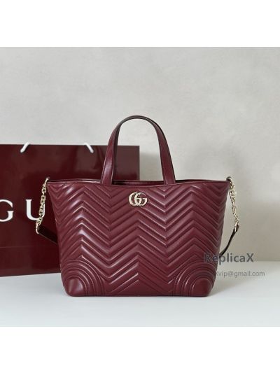 Gucci GG Marmont Betty Medium Tote Bag 847387 in Pale Burgundy