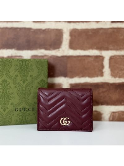 Gucci GG Marmont Card Case Burgundy 466492
