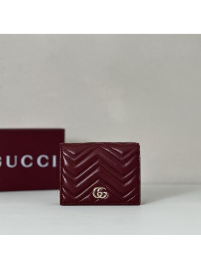 Gucci GG Marmont Card Case Burgundy 466492