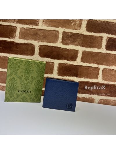 Gucci GG Marmont Leather Bi-Fold Wallet 428726 in Blue