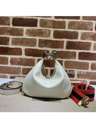 Gucci Attache Small Hobo Shoulder Crossbody Bag in White Leather 699409