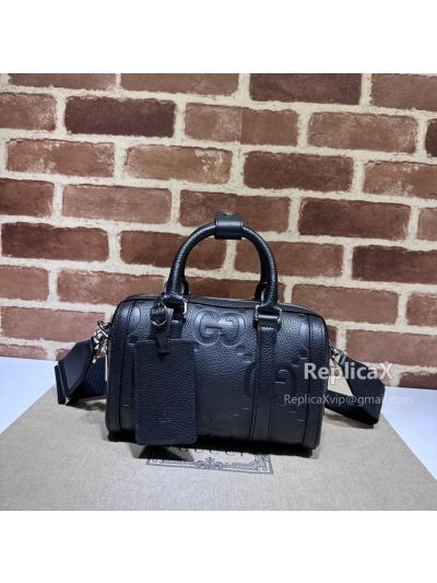 Gucci Black GG Embossed Leather Duffle Shoulder 725292
