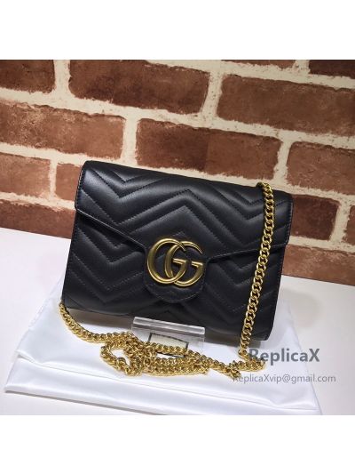 Gucci Black Leather GG Marmont Chain Mini Shoulder Bag 474575