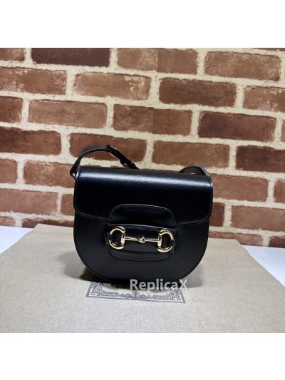 Gucci Black Leather Horsebit 1955 Mini Rounded Shoulder Bag 760191 620882