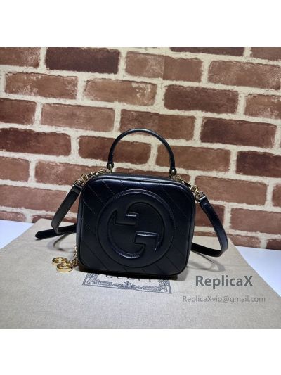 Gucci Blondie Top Handle Bag with Interlocking G Black Leather 744434