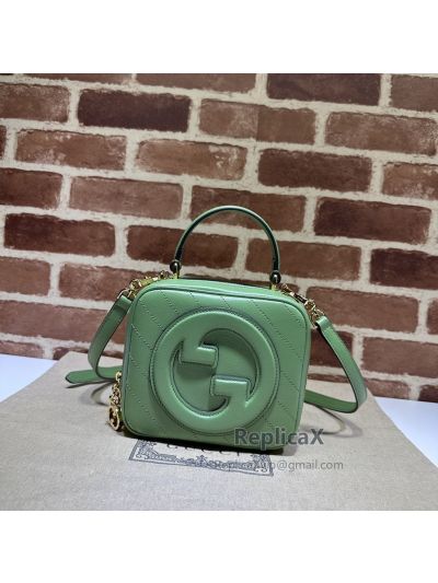 Gucci Blondie Top Handle Bag with Interlocking G Green Leather 744434