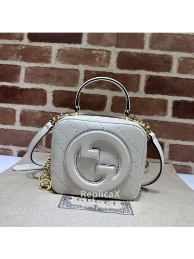 Gucci Blondie Top Handle Bag with Interlocking G White Leather 744434