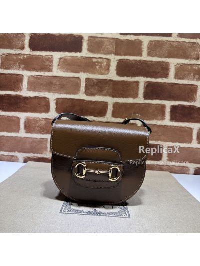 Gucci Brown Leather Horsebit 1955 Mini Rounded Shoulder Bag 760191 620881
