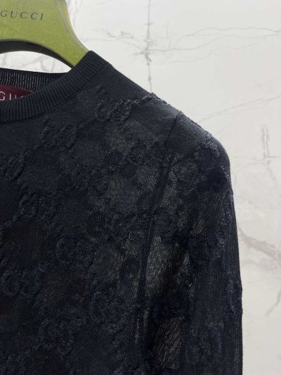 Gucci Crew Neck Denim Cardigan in Navy