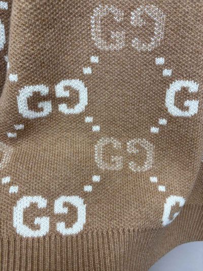 Gucci Crew Neck Monogram Sweater in Beige
