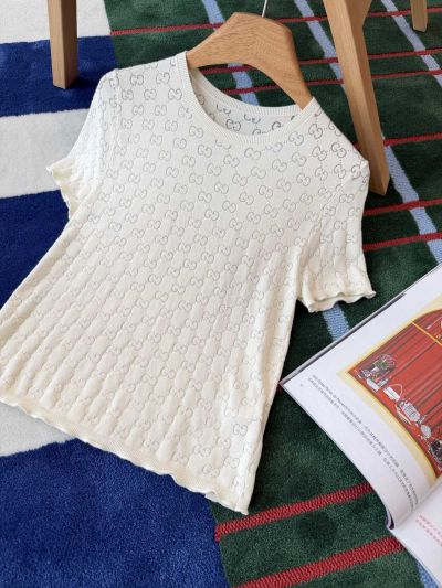Gucci Crew Neck Short Sleeve Coat in White