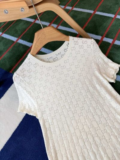Gucci Crew Neck Short Sleeve Coat in White
