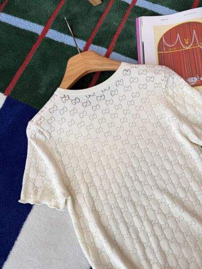 Gucci Crew Neck Short Sleeve Coat in White