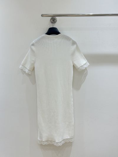 Gucci Crew Neck Short Sleeve Dress in White