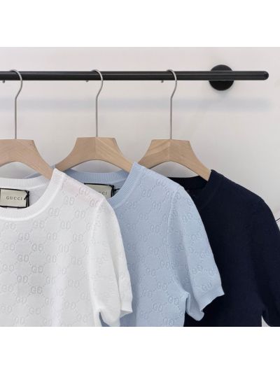 Gucci Crew Neck Short Sleeve Knit Top