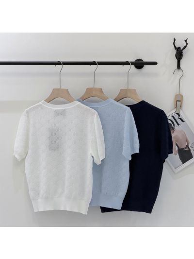 Gucci Crew Neck Short Sleeve Knit Top