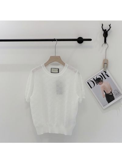 Gucci Crew Neck Short Sleeve Knit Top