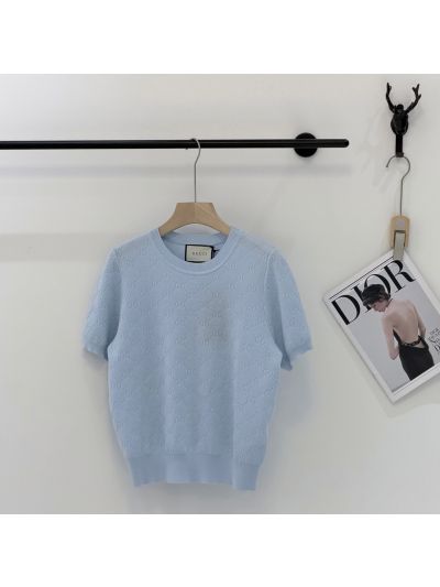 Gucci Crew Neck Short Sleeve Knit Top