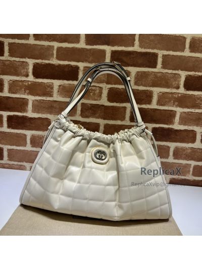 Gucci Deco Medium Tote Bag Off White Quilted Leather 746210