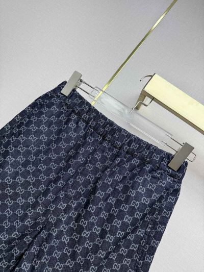 Gucci Denim Embroidered Pants in Navy