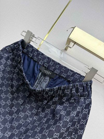 Gucci Denim Embroidered Pants in Navy