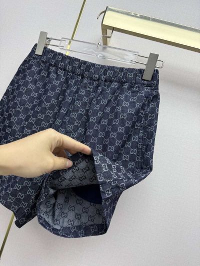 Gucci Denim Embroidered Pants in Navy