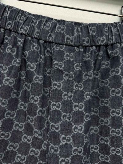Gucci Denim Monogram Pants in Navy
