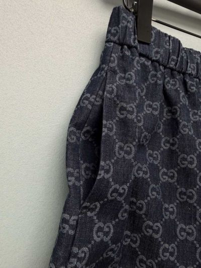 Gucci Denim Monogram Pants in Navy