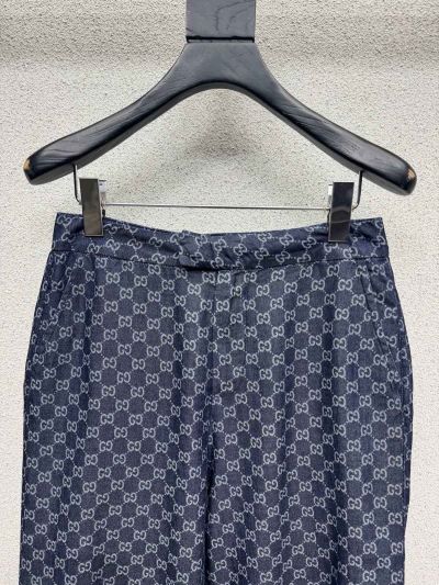Gucci Denim Monogram Pants in Navy