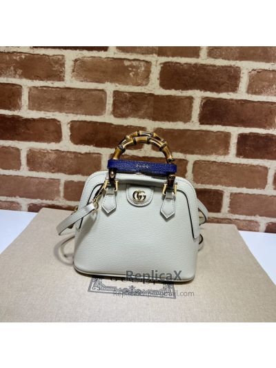 Gucci Diana Mini Tote Leather Bag with Bamboo Handle White 715775