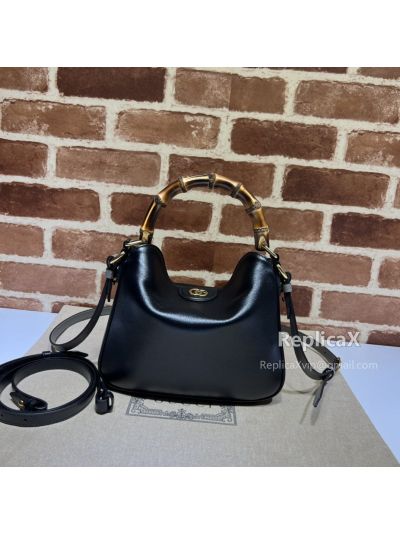 Gucci Diana Small Shoulder Bag with Bamboo Handle Black Leather 746251 621233