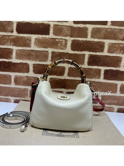 Gucci Diana White Leather Small Shoulder Bag with Bamboo Handle 746251
