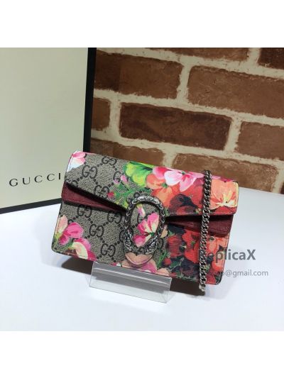 Gucci Dionysus Flora Print Super Mini Chain Bag in White 476432