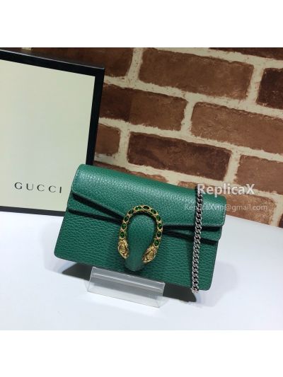 Gucci Dionysus Leather Super Mini Bag Green 476432