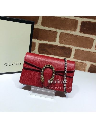 Gucci Dionysus Leather Super Mini Bag Red 476432